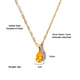 Amber Gem Pendant & Chain