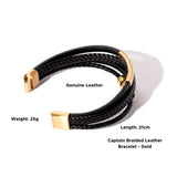 Captain Braided Leather Bracelet - Gold