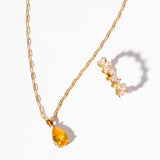 Amber Gem Pendant & Chain